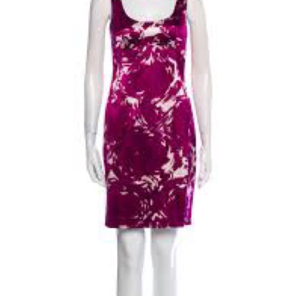 Theory Velvet Mini Dress in Rich Purple and Cream